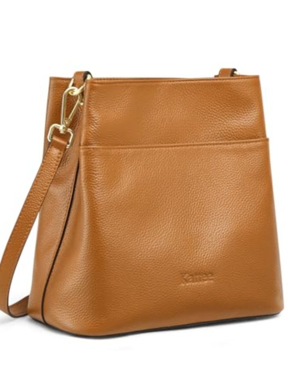 Genuine Leather Handbag 2 Straps Soft Shoulder Crossbody Bucket Purse